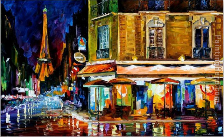 Paris Recruitment Cafe painting - Leonid Afremov Paris Recruitment Cafe art painting